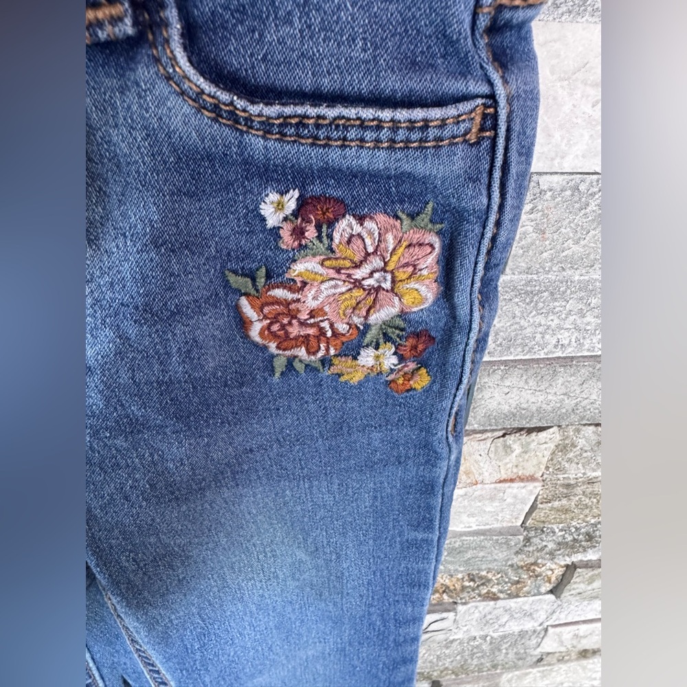 Wonder Nation Blue Flare Jeans with Floral Embroidery - Picture 4 of 4